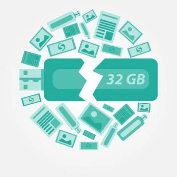 Data or information lost, vector broken usb drive Illustrazione stock