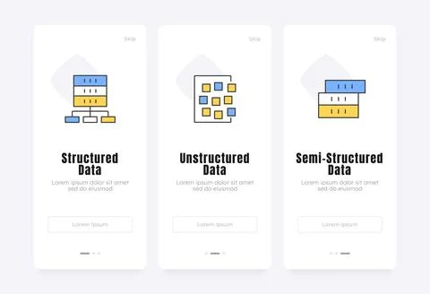 Data organization paradigms onboarding screens イラスト素材