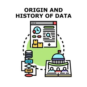 Data origin and history concept illustrating processing and storage Stock Illustration