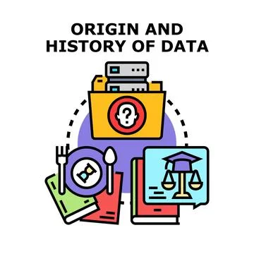 Data origin and history researching concept vector Illustrazione stock