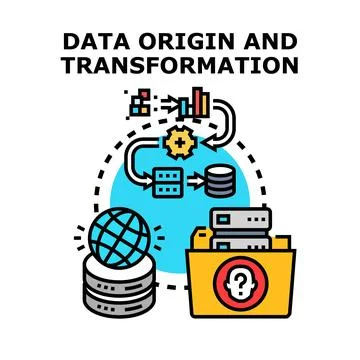 Data origin and transformation process concept illustration 스톡 일러스트