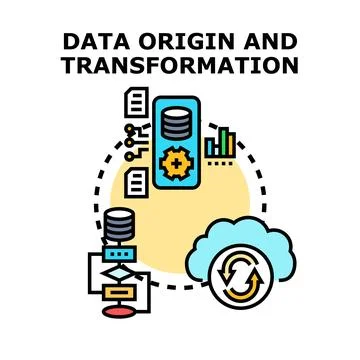 Data origin and transformation process concept illustration Stockillustratie