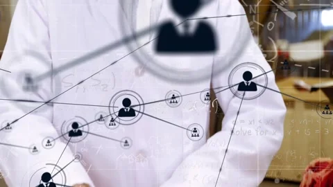 Data overlay appearing hands arranging cuts in tray while camera pulling back Stock Footage 331006237