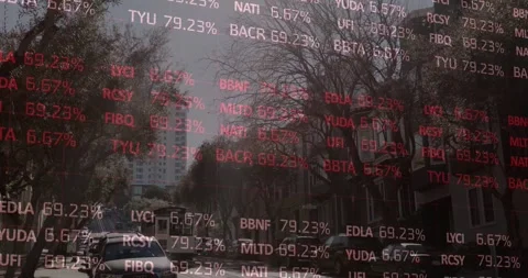 Data overlay appearing sparse, densifying with red codes while trolley Stock Footage 334185453