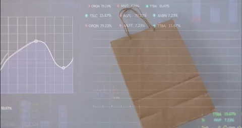 Data overlay coming from left, drawing chart and rings, showing metrics while Stock Footage 321569653