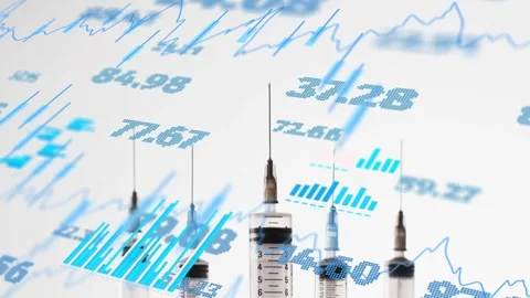 Data overlays appearing above needles syringe cluster anchoring concept numeric Stock Footage 335317109