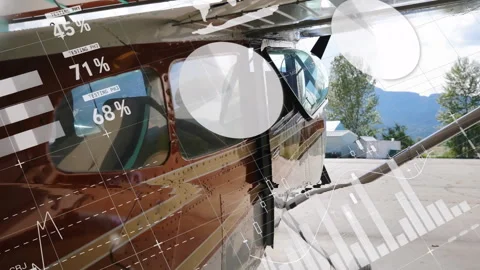 Data overlays fading in initiating orbiting shot while showing updated metrics Video stock 310972999