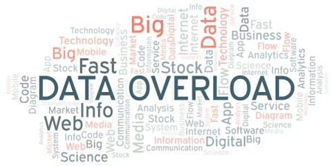 Data Overload vector word cloud, made with text only. Illustrazione stock