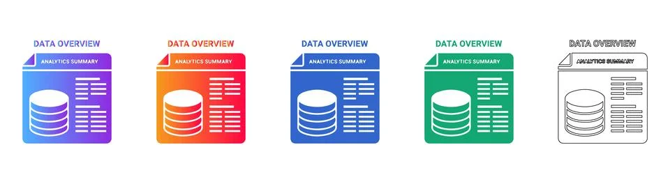 Data Overview Analytics Summary Icons Illustrazione stock