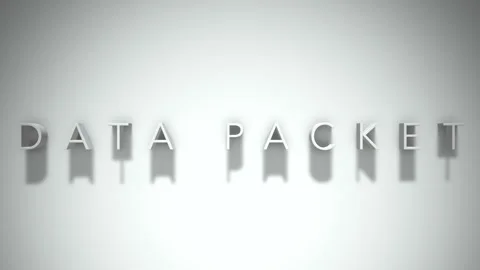 Data Packet 3D title animation with shadows on a white background Stock Footage 296617826