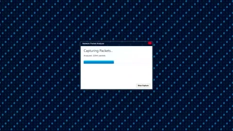 Data packet capture progress bar on digital binary background Stock Footage 346838174