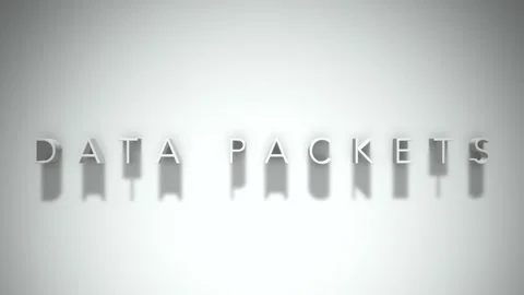 Data packets 3D title animation white text on a white background Stock Footage 299373849