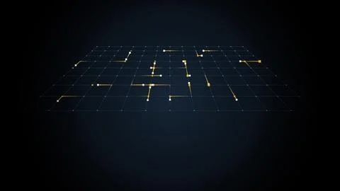 Data packets racing through a network grid, 4K illustration Stock Illustration