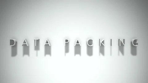 Data packing 3D title animation white text on a white background Stock Footage 299429524