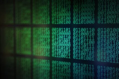 Data panel displaying blocks of Binary code number digits. digital informatio 写真素材