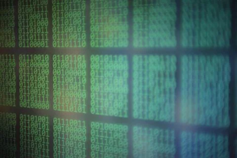 Data panel displaying blocks of Binary code number digits. digital informatio 写真素材