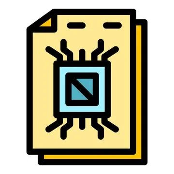 Data paper storage icon color outline vector Stock Illustration