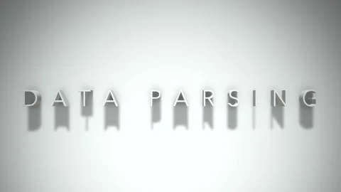 Data parsing 3D title animation white text on a white background Stock Footage 299429580