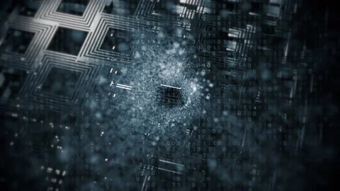 Data Particles and Binary Code Dark Technology background Stock Footage 160600219