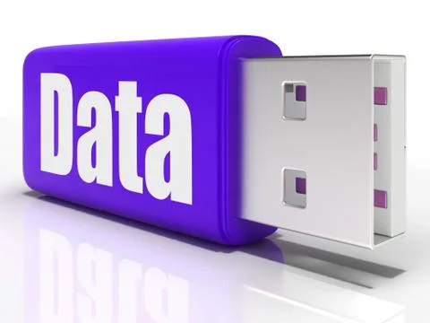 Data pen drive means database or digital information Illustrazione stock