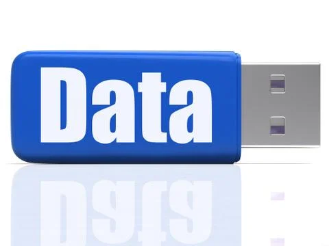 Data pen drive shows digital information and dataflow Stock Illustration