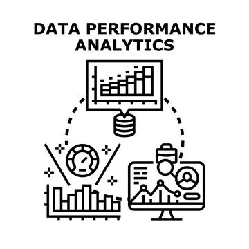 Data performance analyzing business process illustration Stock Illustration