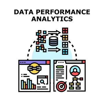Data performance analyzing working process digital transformation 스톡 일러스트