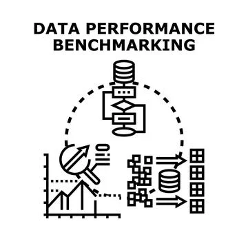 Data performance benchmarking system analyzing efficiency metrics Stock Illustration