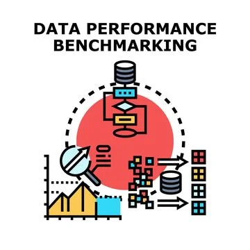 Data performance benchmarking system analyzing efficiency metrics イラスト素材