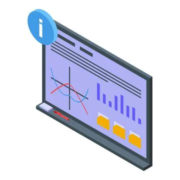 Data performance management icon isometric vector. Computer monitor 스톡 일러스트