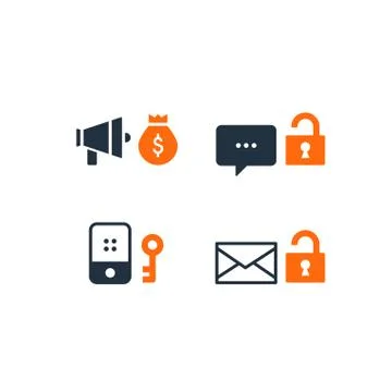 Data personal information security, addvertisment spam block, access secure c Stock Illustration