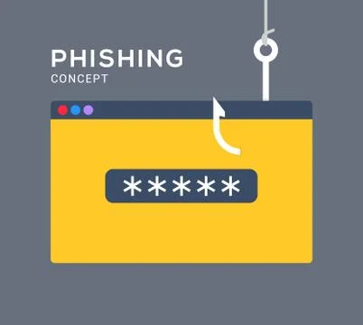 Data phishing hacking online. Scam envelope concept. Computer data fishing hack Illustrazione stock
