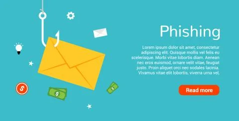 Data phishing hacking online. Scam envelope concept. Computer data fishing hack Illustrazione stock