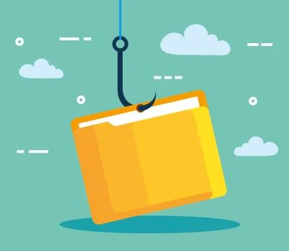 Data phishing hacking online scam concept, with file document hook 스톡 일러스트