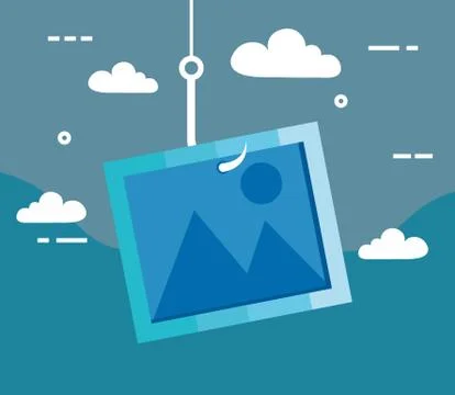 Data phishing hacking online scam concept, with file photo hook Stock Illustration