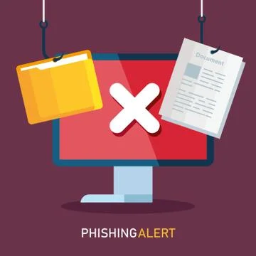 Data phishing hacking online scam concept, with computer and icons hook Stock Illustration