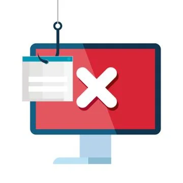 Data phishing hacking online scam concept, with computer desk hook イラスト素材