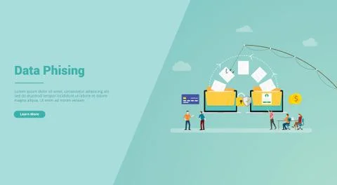 Data phising for website template or landing homepage banner - vector Stock Illustration