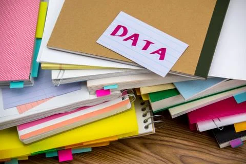 Data; The Pile of Business Documents on the Desk Stock Photos
