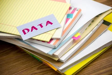 Data; The Pile of Business Documents on the Desk Foto stock