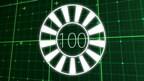 On data ping HUD ring lighting segments, jumping 33?100, marking completion Stockbeeldmateriaal 329898983