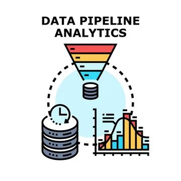 Data pipeline analytics process analyzing digital information Stock Illustration