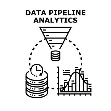Data pipeline analytics process analyzing digital information Stock Illustration