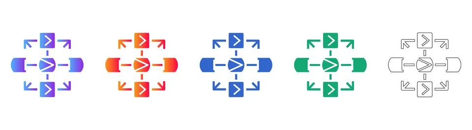 Data Pipeline and Information Flow Icons Stockillustratie