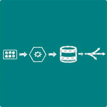 Data Pipeline Flow — Input, Processing, Storage, Output 库存插图