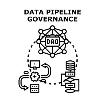 Data pipeline governance concept in decentralized autonomous organization イラスト素材
