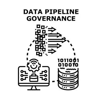 Data pipeline governance concept optimizing information management イラスト素材