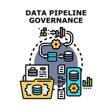Data pipeline governance concept optimizing information flow Stock Illustration