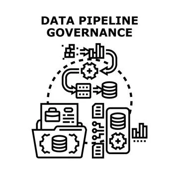 Data pipeline governance concept optimizing information flow Stock Illustration