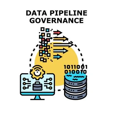 Data pipeline governance concept optimizing information management Illustrazione stock